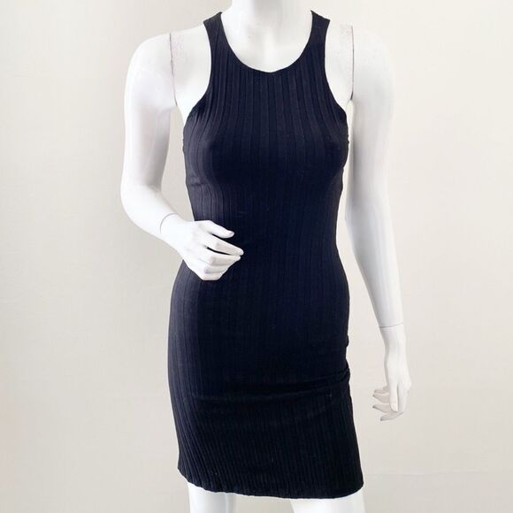 Reformation Black Ribbed Racerback Mini Tank Dress - Picture 1 of 7